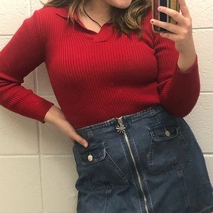 red french collared shirt